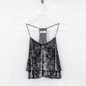 Hollister Velour Crop Cami Y2K, S, Silver